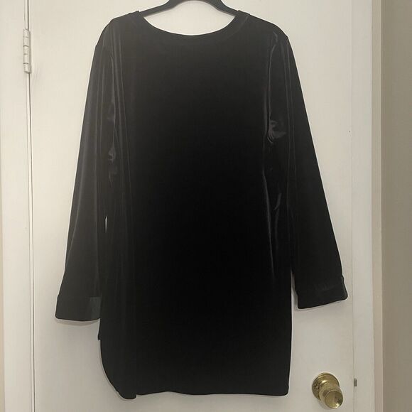 Cato Misses Size 18/20W Black Velvet Pullover Hi-Lo Tunic Side Slit Grunge Goth - Picture 2 of 9